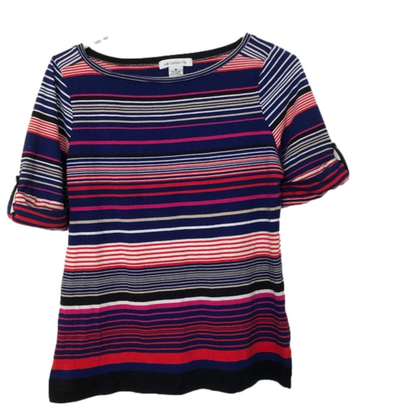Liz Claiborne Rolled Short Sleeve Top - Picture 1 of 5